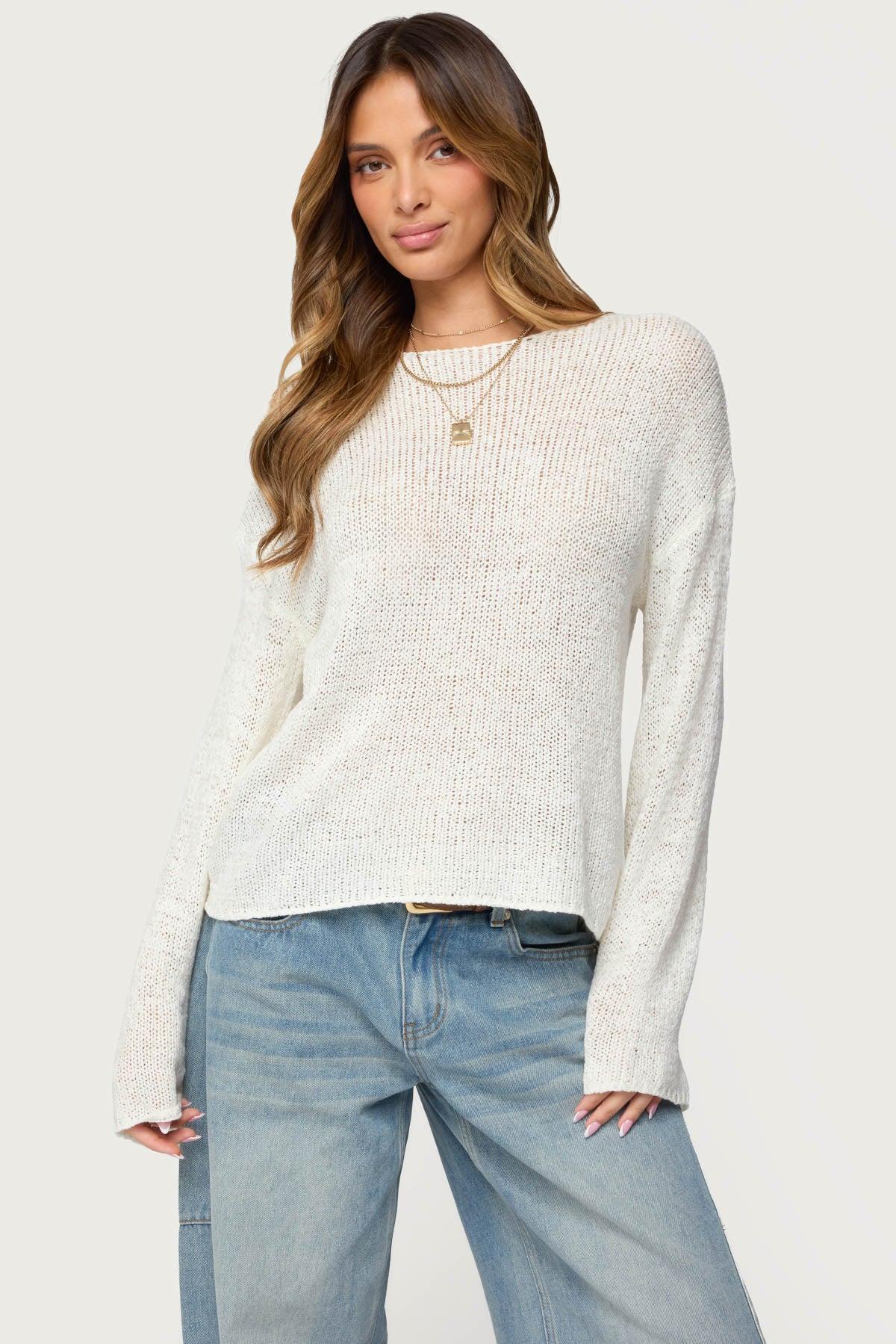 Drop Shoulder Light Knit Sweater Product Image