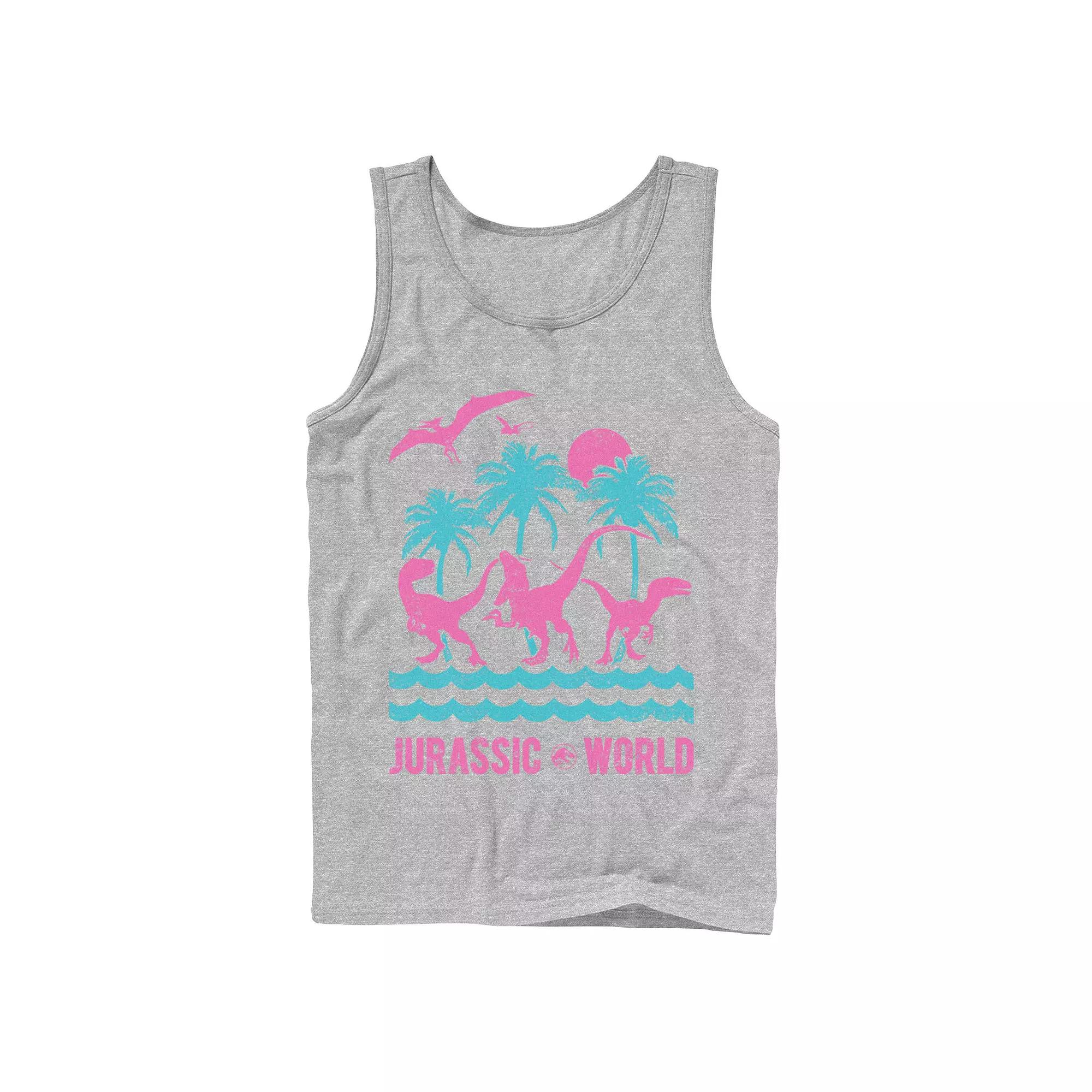 Men's Jurassic World Two Dinosaur Beach Retro Tank Top,  Product Image