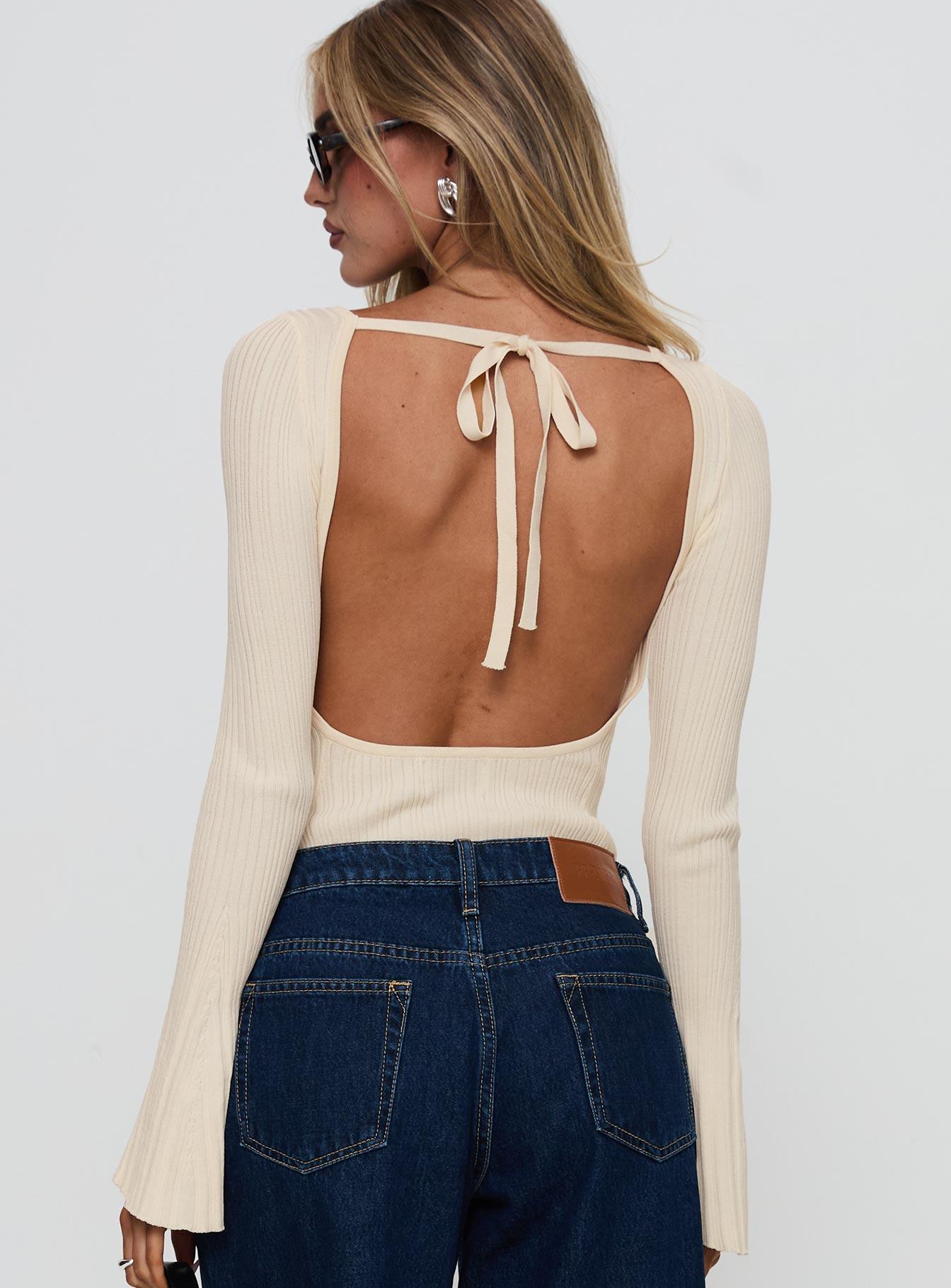 Mayok Long Sleeve Bodysuit Beige Product Image