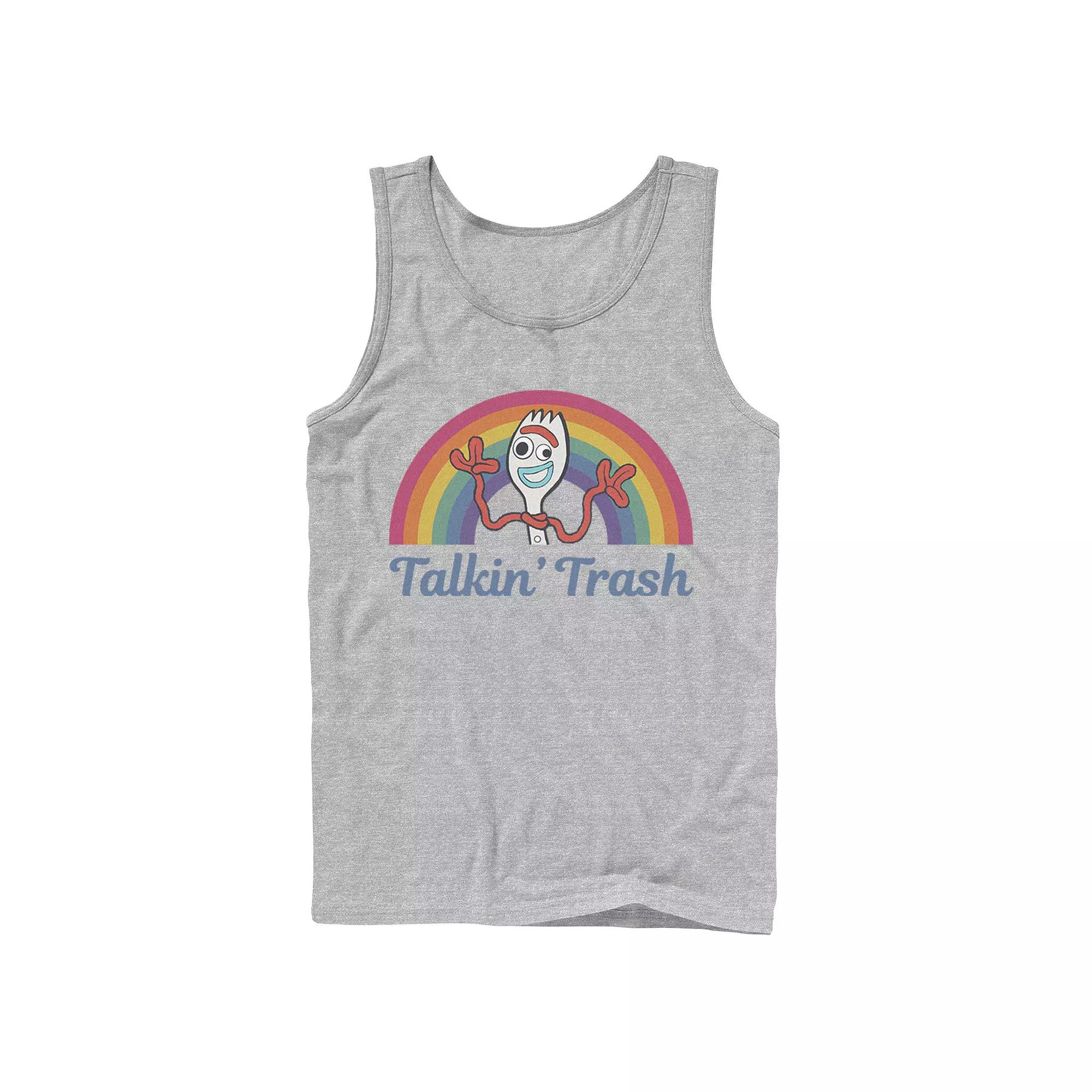 Men's Disney / Pixar Toy Story 4 Forky Talkin' Trash Rainbow Poster Tank Top,  Product Image