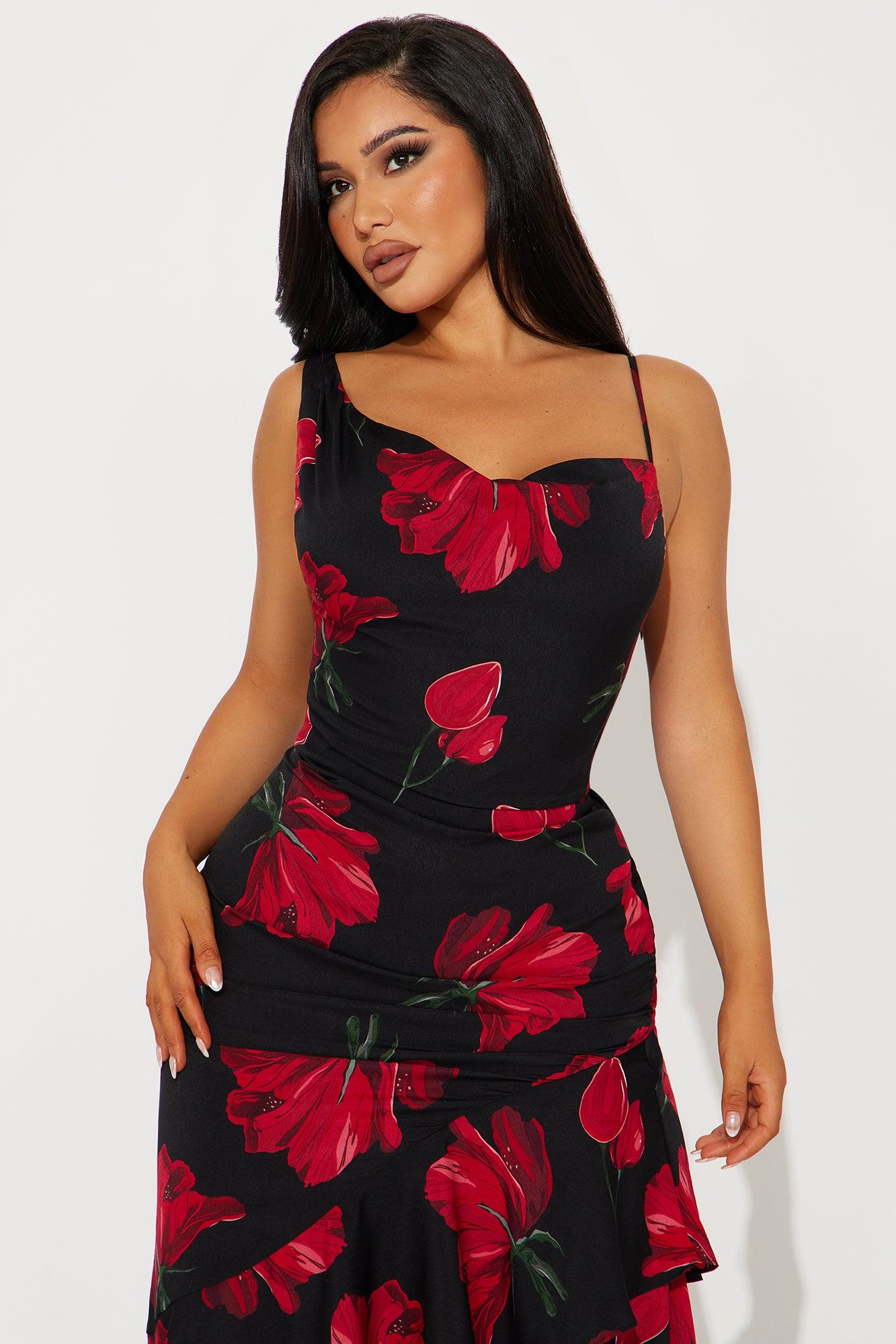 Positano Floral Chiffon Maxi Dress - Black/combo Product Image