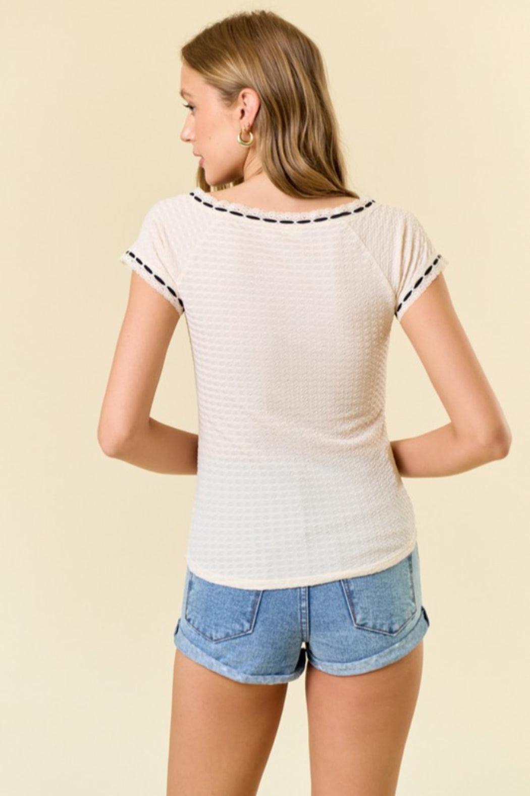 Lace Detail Cap Sleeve Top Product Image