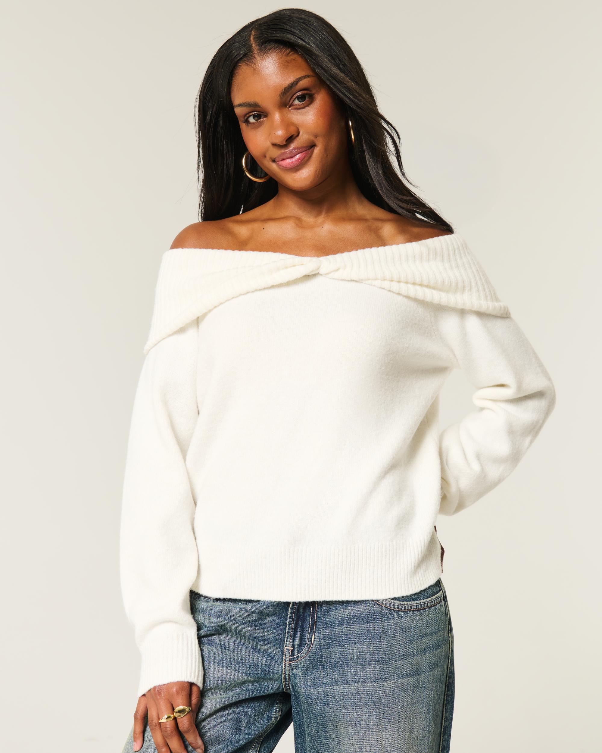Hollister Comfy Cloud Off-the-Shoulder Twist Sweater Product Image