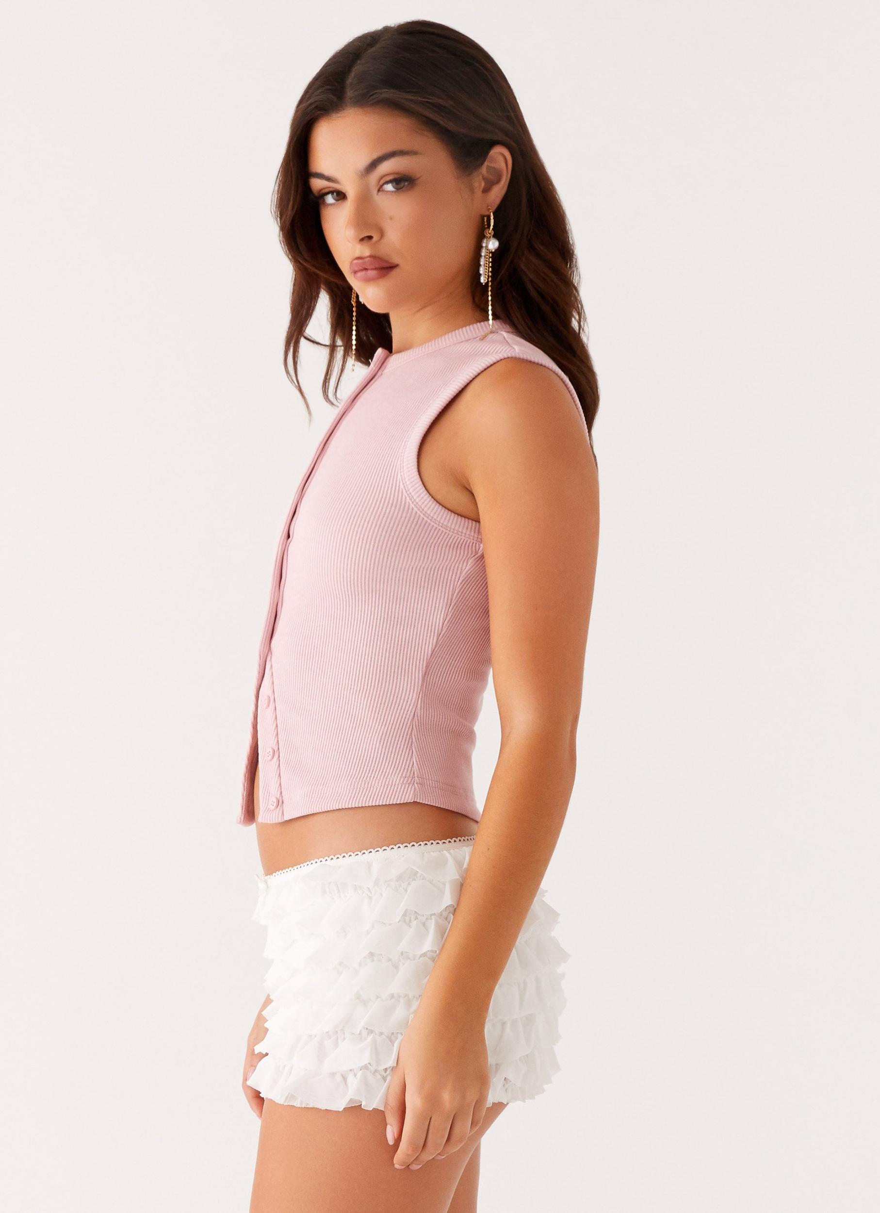 Blair Buttoned Tank Top - Pink Product Image