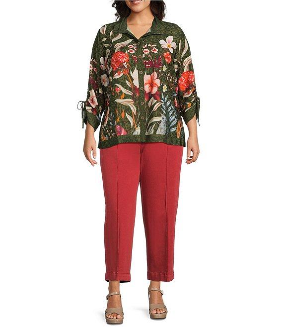 John Mark Plus Size Pintuck Detailed Wide Leg Pants Product Image