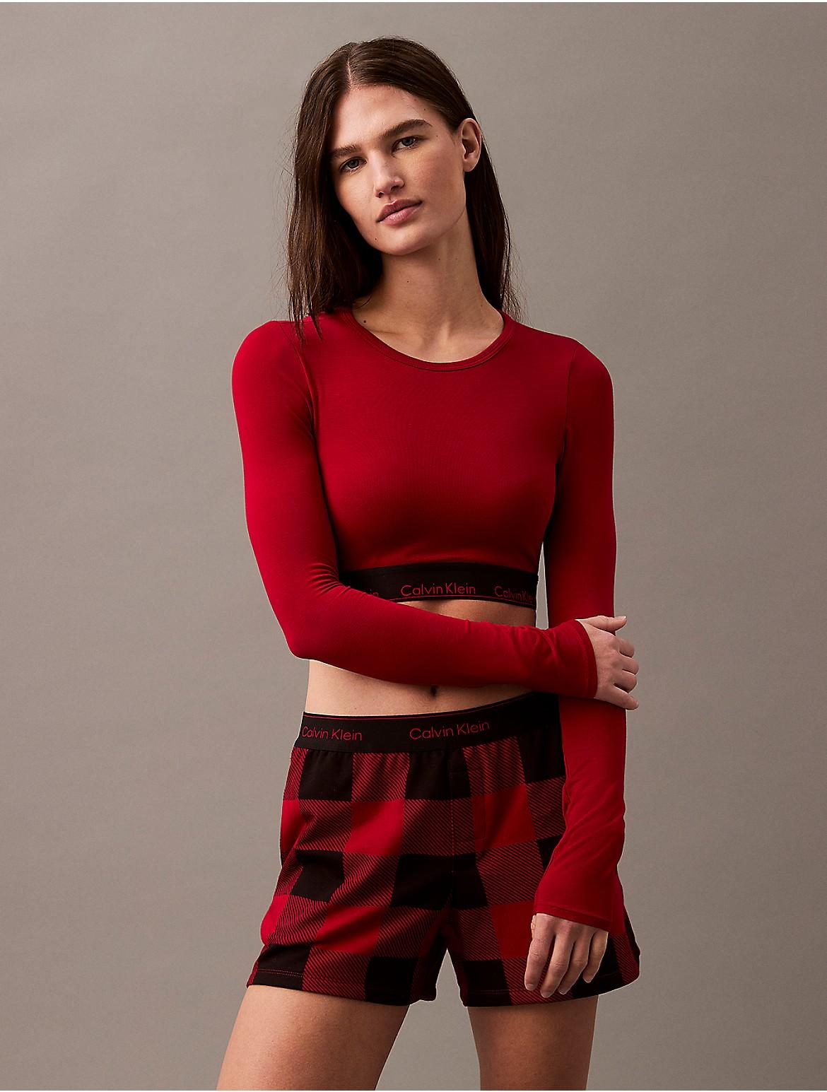 Calvin Klein Womens Icon Cotton Modal Lightly Lined Long Sleeve Bralette - Grey Product Image