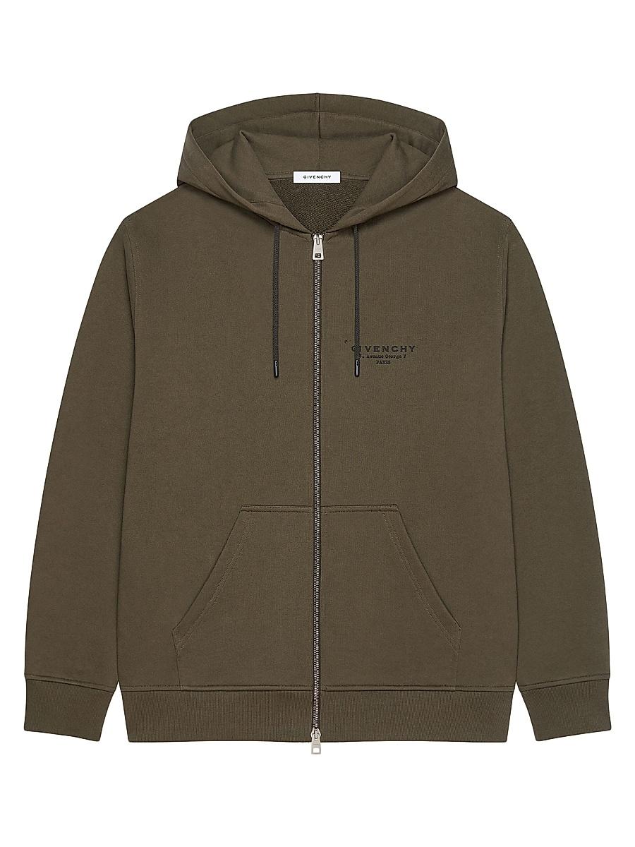 Mens Zipped Hoodie in Fleece with Stamp Print Product Image