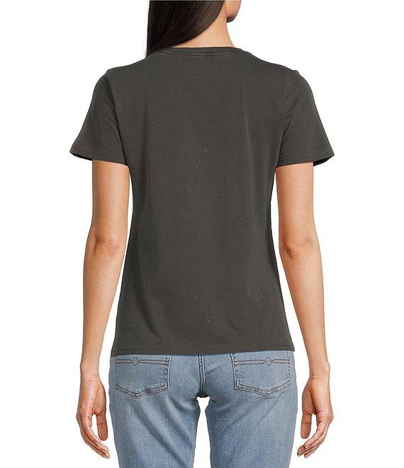 Lucky Brand Knit Rolling Stones Floral Graphic Crew Neck Short Sleeve Tee Product Image