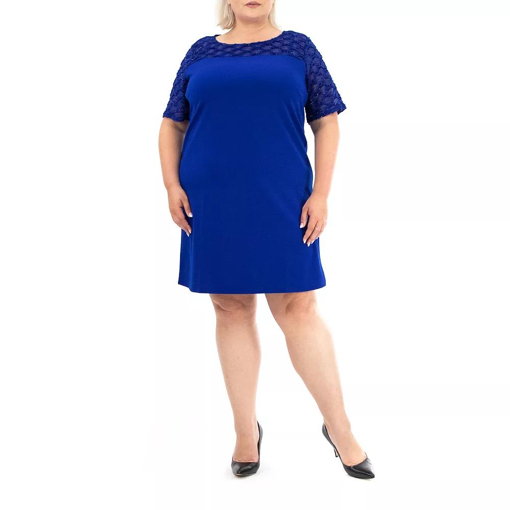 Plus Size Nina Leonard Knit Sheath Dress, Women's, Size: 3XL, Deep Blue Product Image