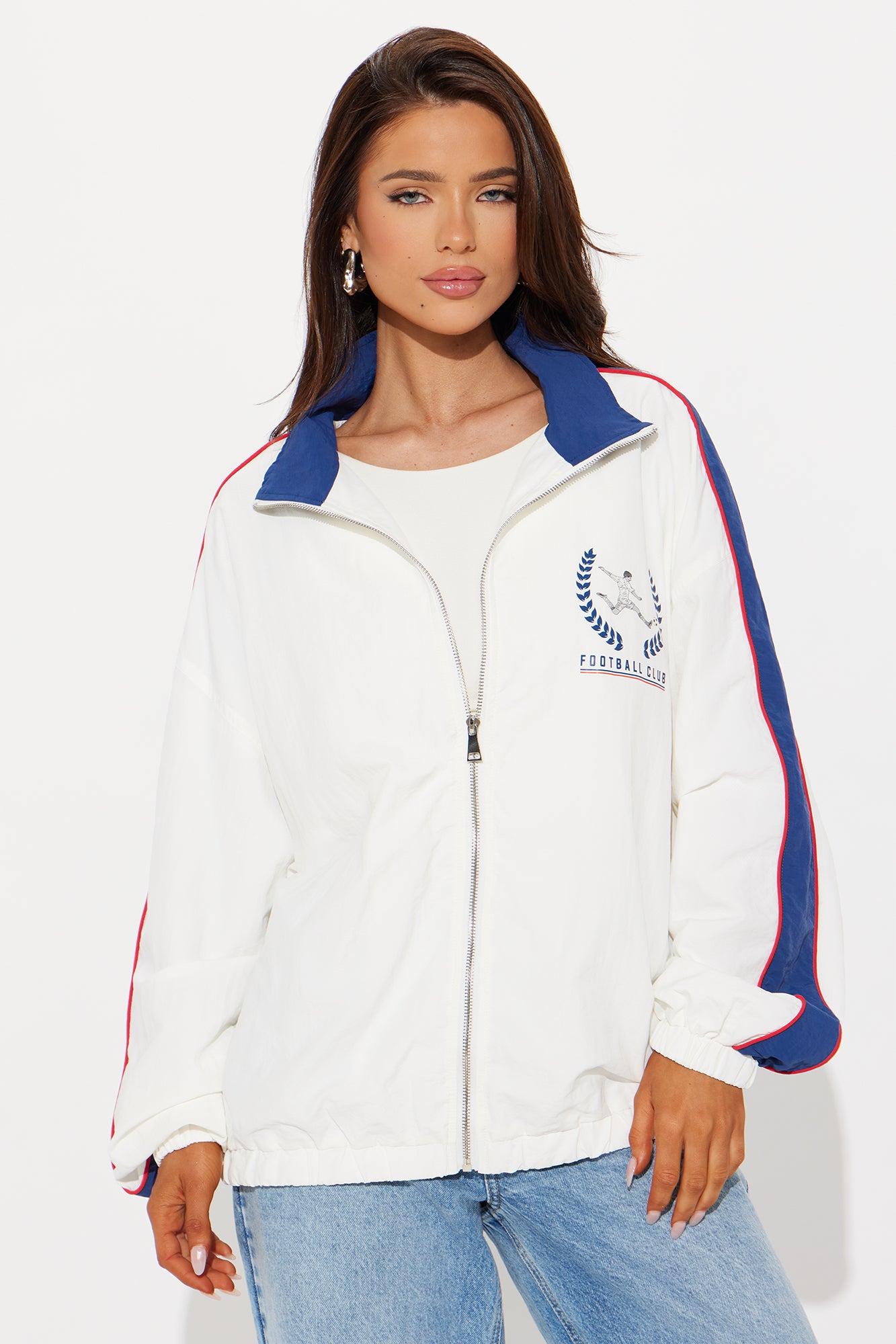 Player One Sporty Oversized Windbreaker - White/combo Product Image