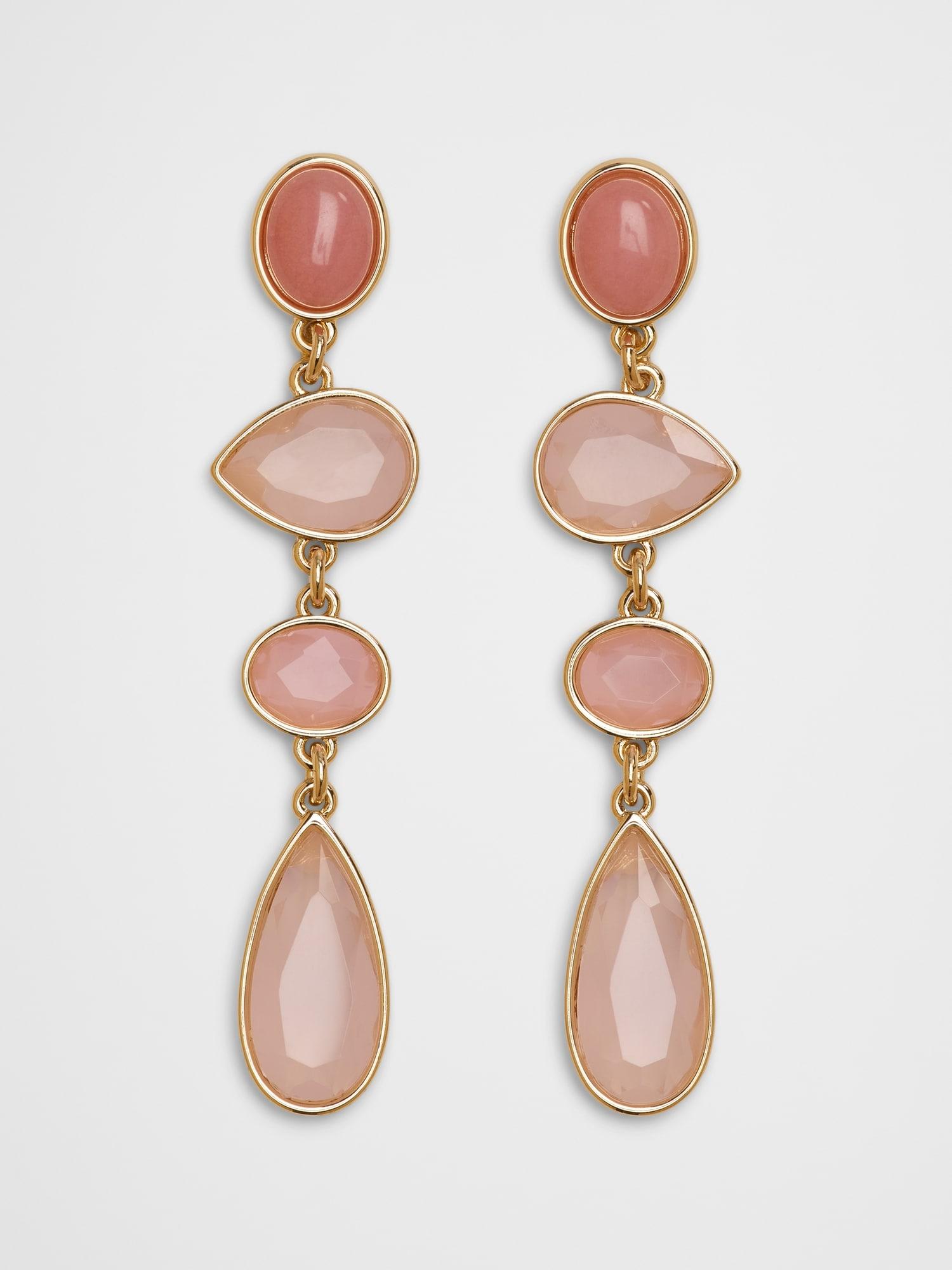 Tonal Glass Stone Mix Drop Earrings Product Image