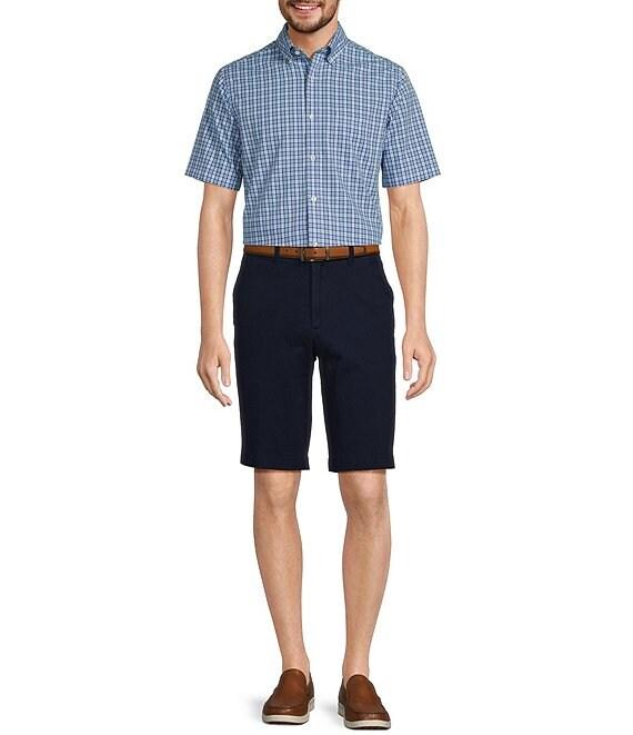 Gold Label Roundtree & Yorke Slim Fit Non-Iron Short Sleeve Small Plaid Pattern Sport Shirt Product Image