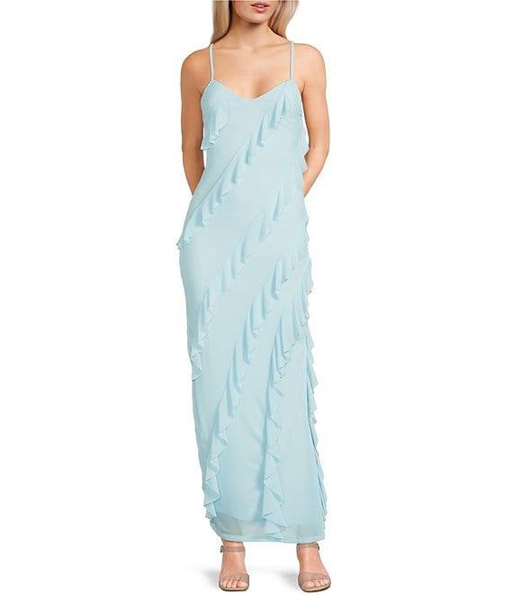 Evolutionary Sleeveless Bias All Over Ruffle Dress Product Image