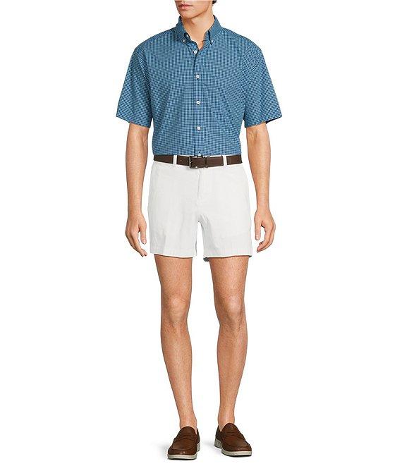 Roundtree & Yorke Short Sleeve Small Check Poplin Sport Shirt Product Image