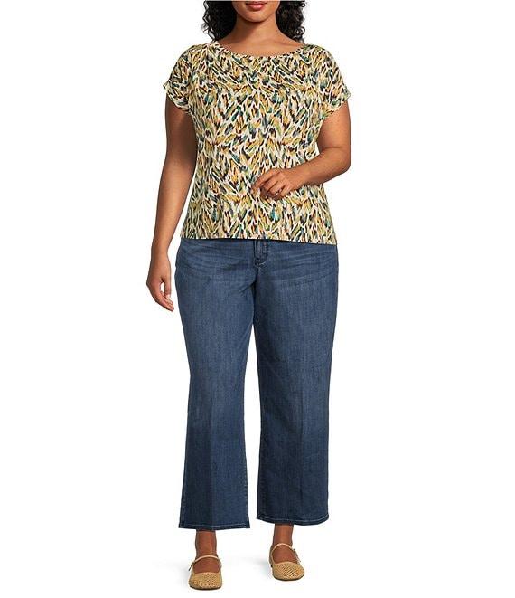 Liverpool Los Angeles Plus Size Multi Animal Print Boat Neck Cap Sleeve Top Product Image