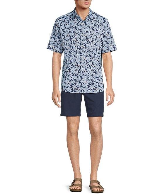 Caribbean Isle Breeze Performance Stretch Palm Print Short Sleeve Woven Shirt Product Image