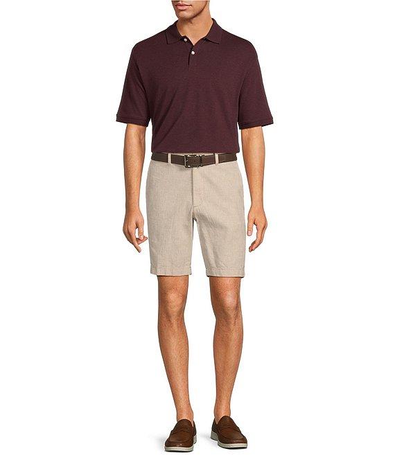 Roundtree & Yorke Luxury Linen 9#double; Flat Front Glen Plaid Shorts Product Image