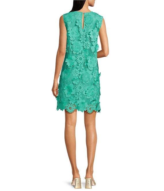 J.Marie Saylor 3D Lace Round Neck Sleeveless Shift Dress Product Image