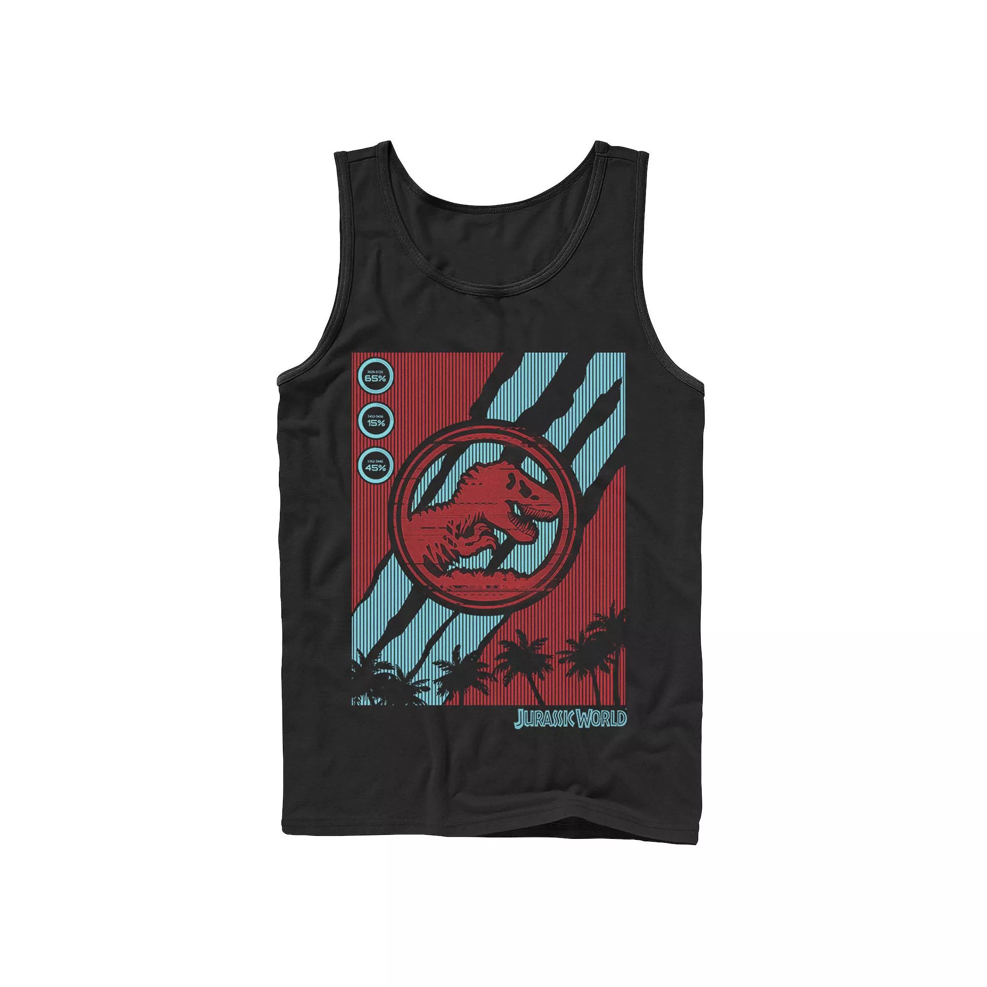 Men's Jurassic World Two Logo Tech Screen Glitch Tank Top,  Product Image