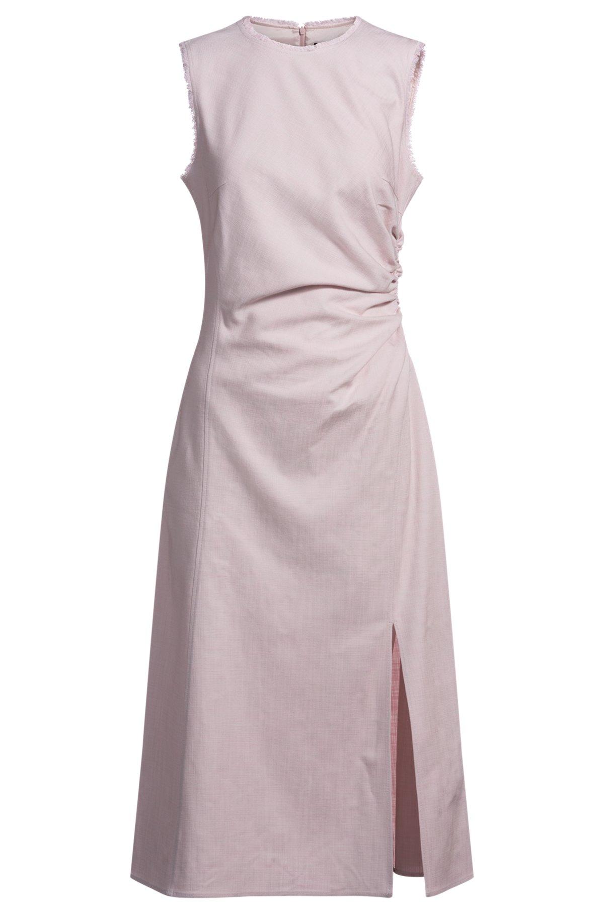 Melange dress with frayed and gathered details Product Image