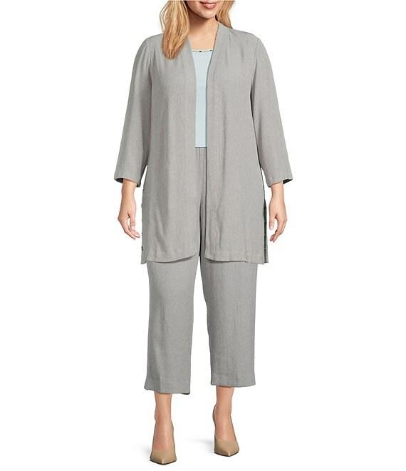 Kasper Plus Size Crinkle Open Front Duster Cardigan Product Image