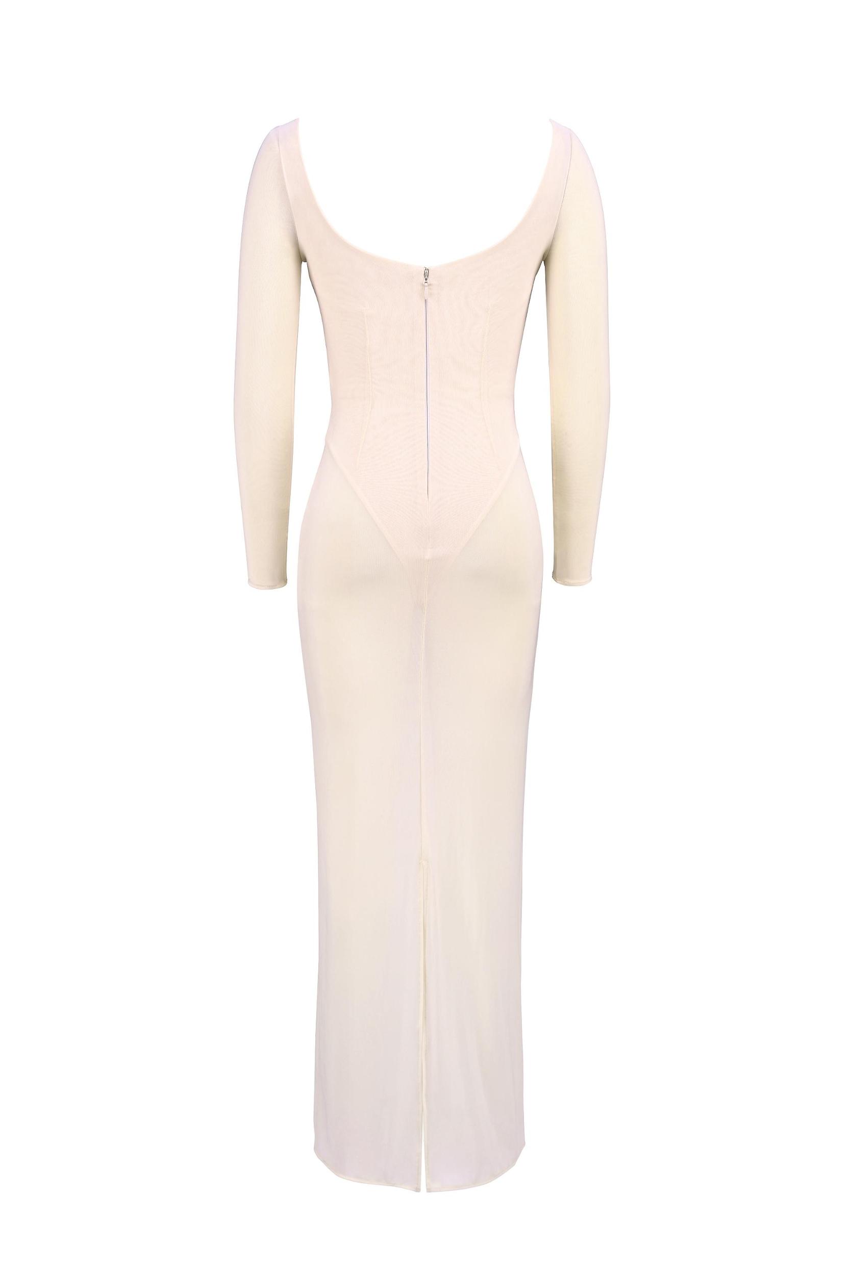 Everly  blush mesh maxi dress with bodysuit Product Image