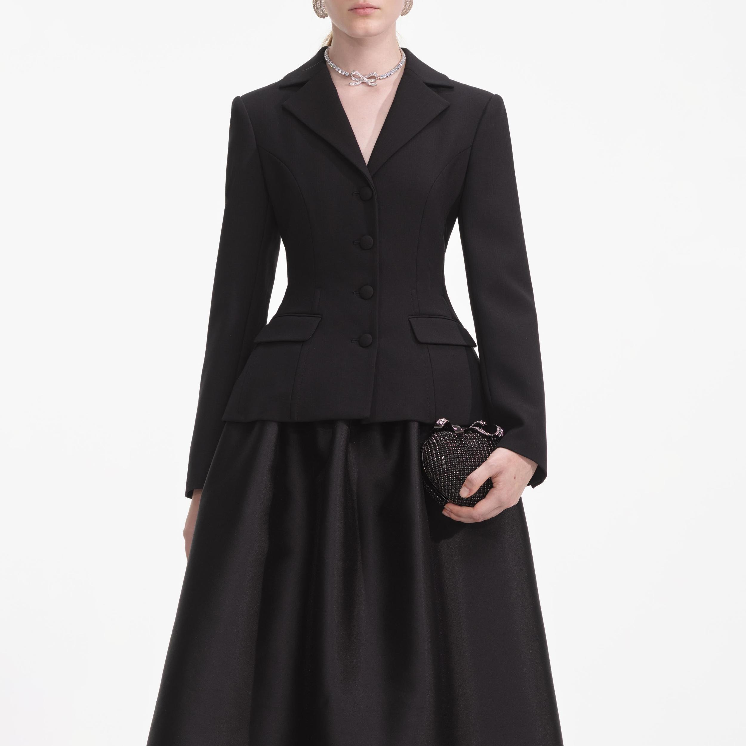 Black Tailored Midi Dress Product Image