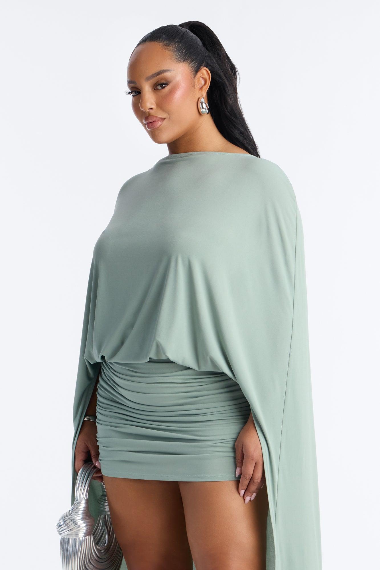 Zadie Babe Cape Mini Dress - Sage Female Product Image