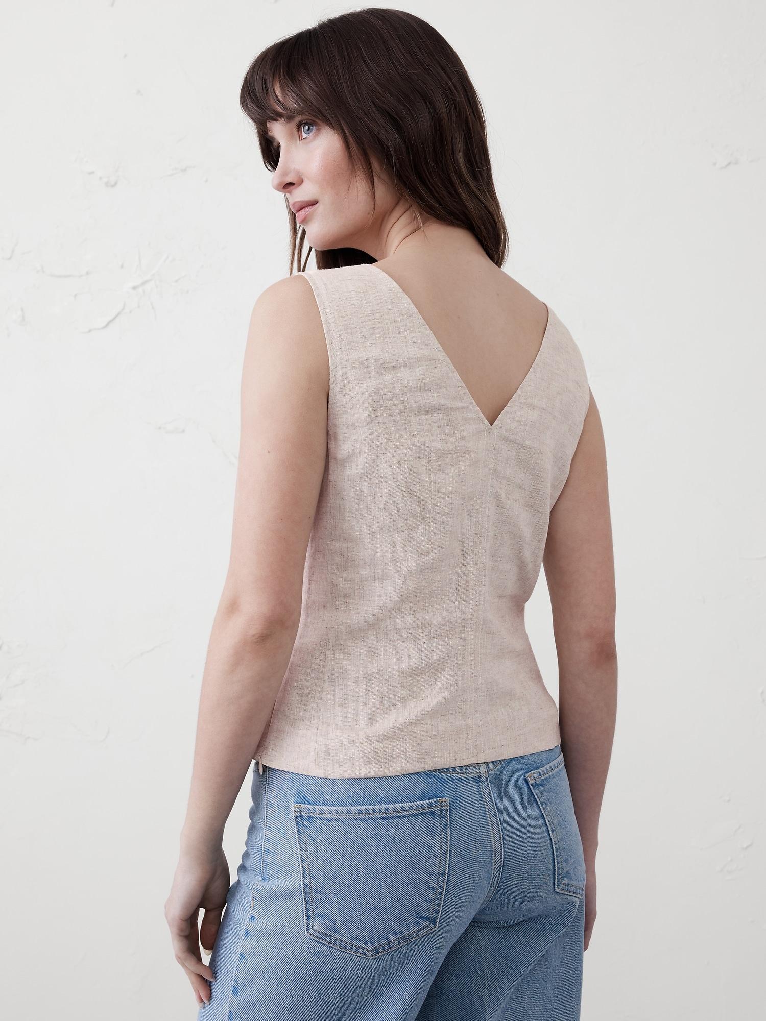 Linen-Blend Corset Top Product Image