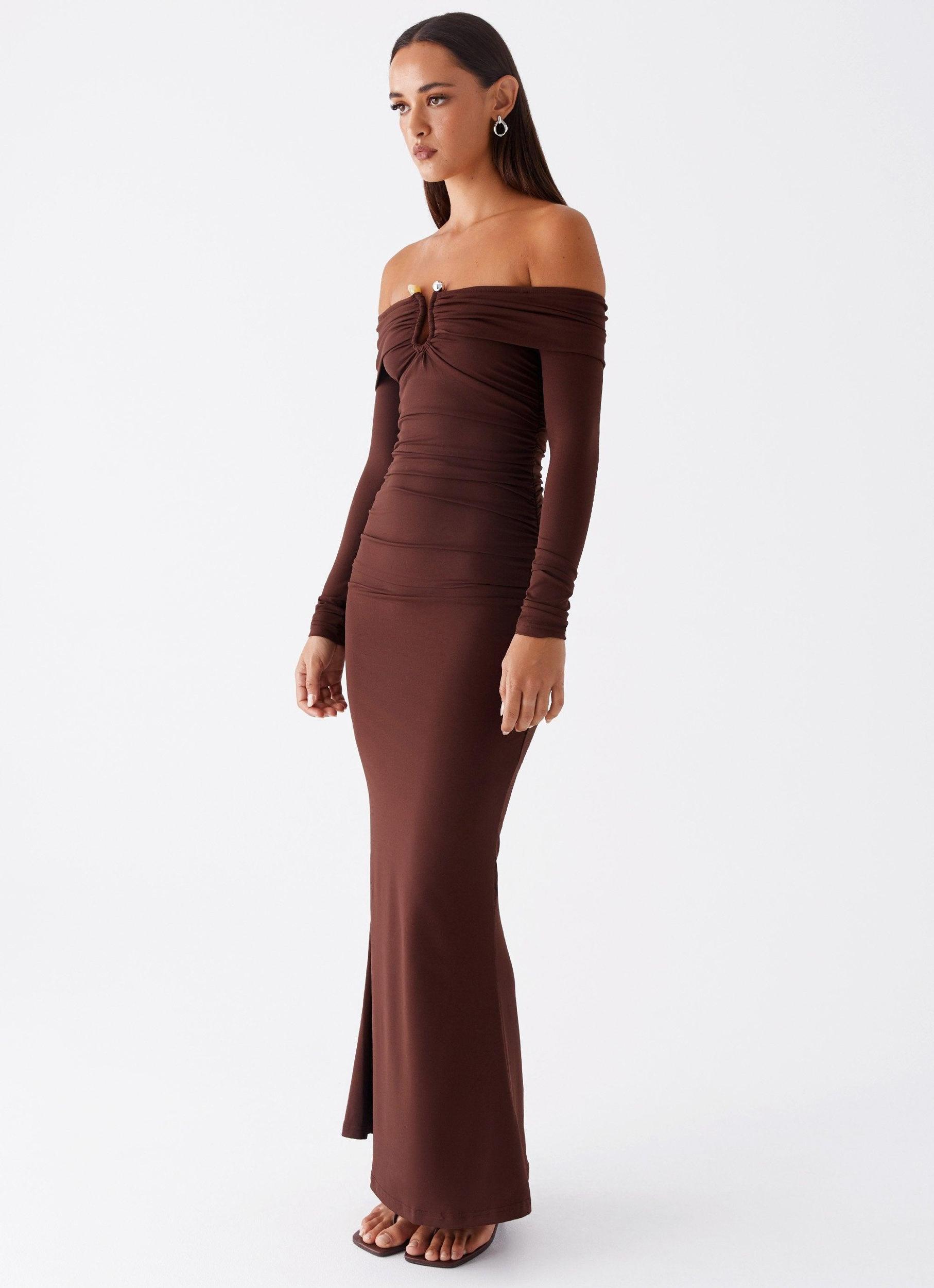Rudy Long Sleeve Maxi Dress - Chocolate Product Image