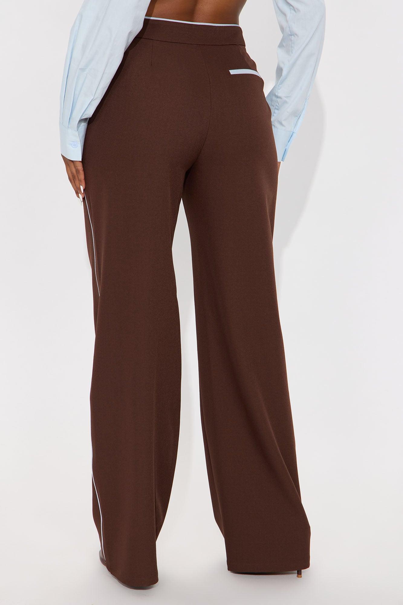 Faye Wide Leg Trouser Pants - Brown/combo Female Product Image