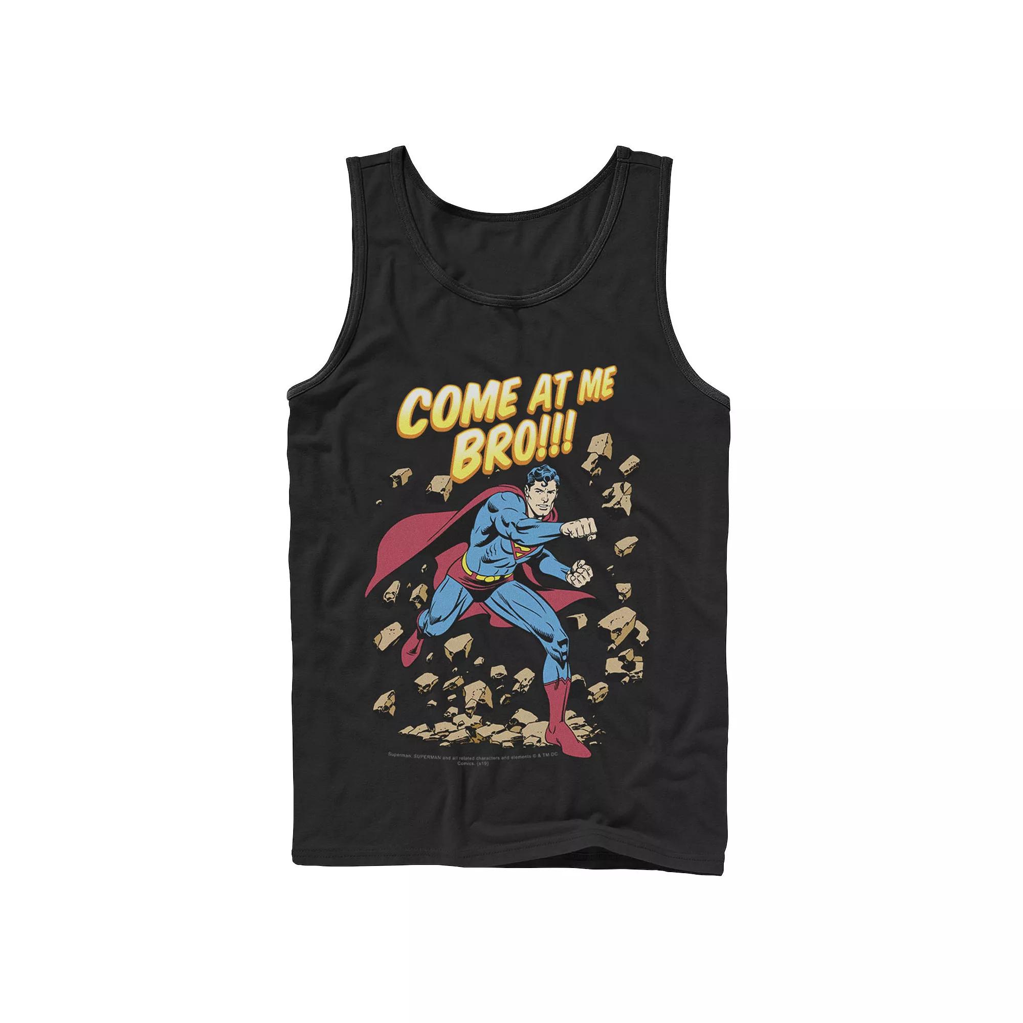 Men's DC Comics Superman Come At Me Bro Text Poster Tank Top,  Product Image