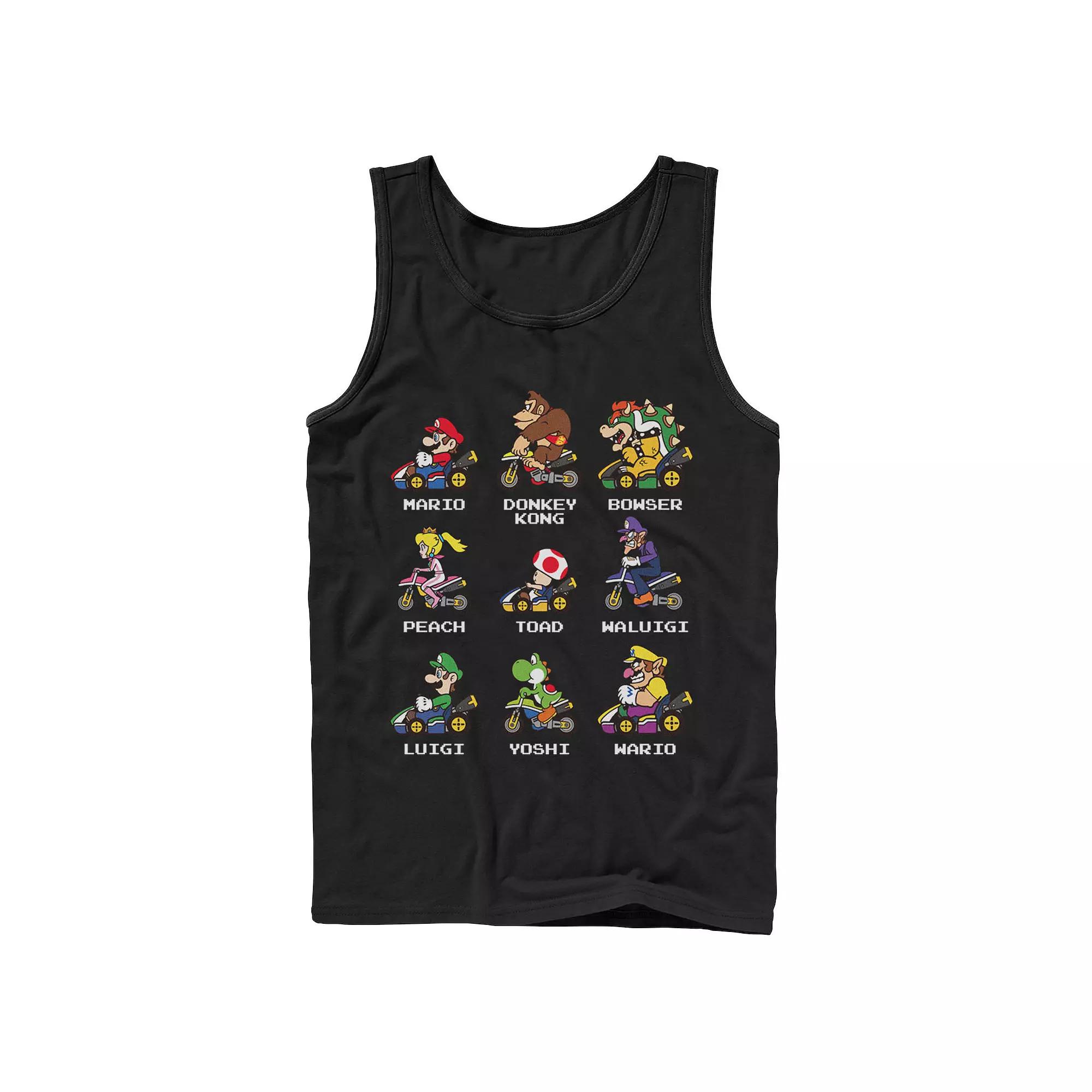 Men's Nintendo Mario Kart Racers Side View Names Tank Top,  Product Image