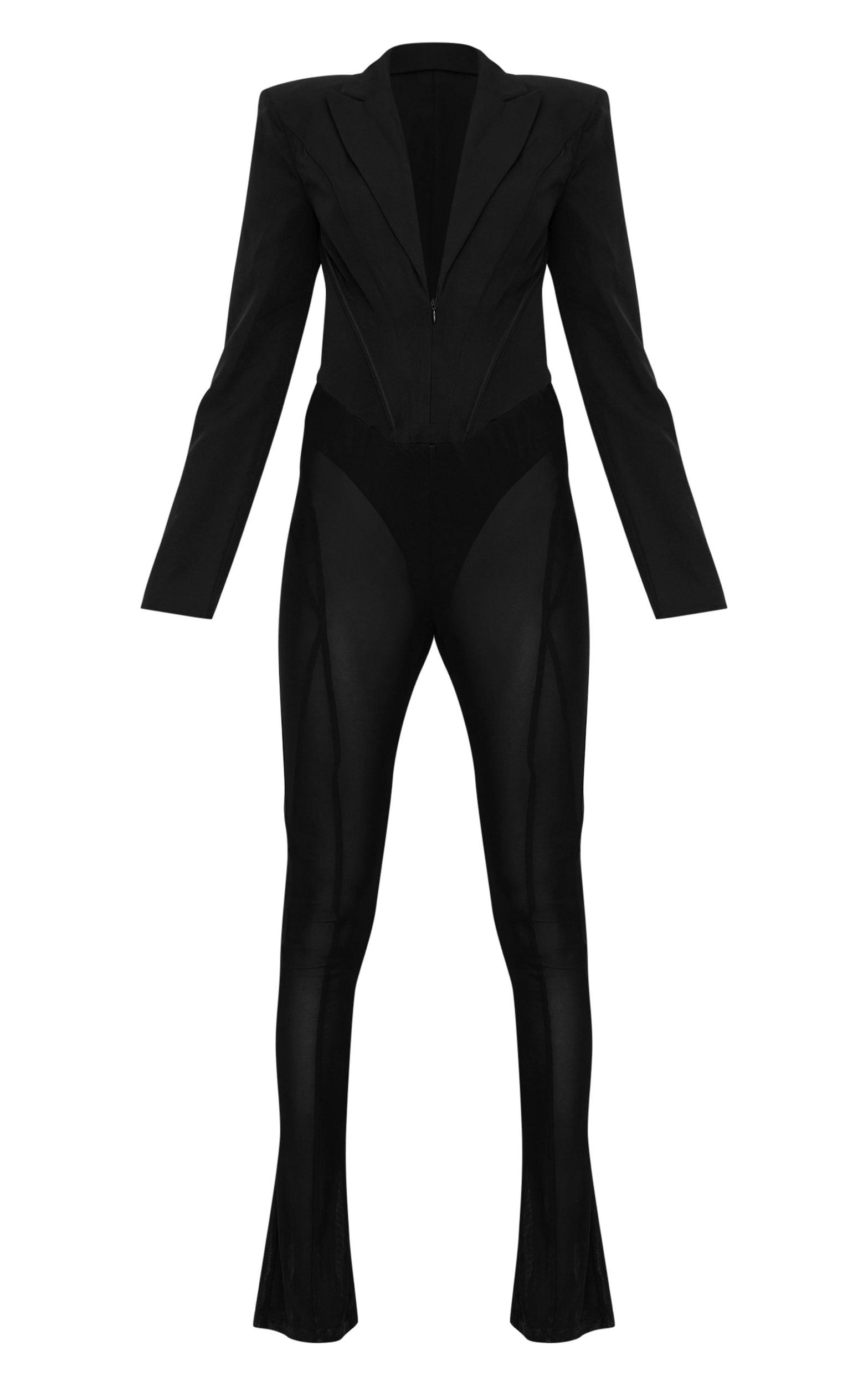 Black Woven Binding Detail Tailored Jumpsuit Product Image