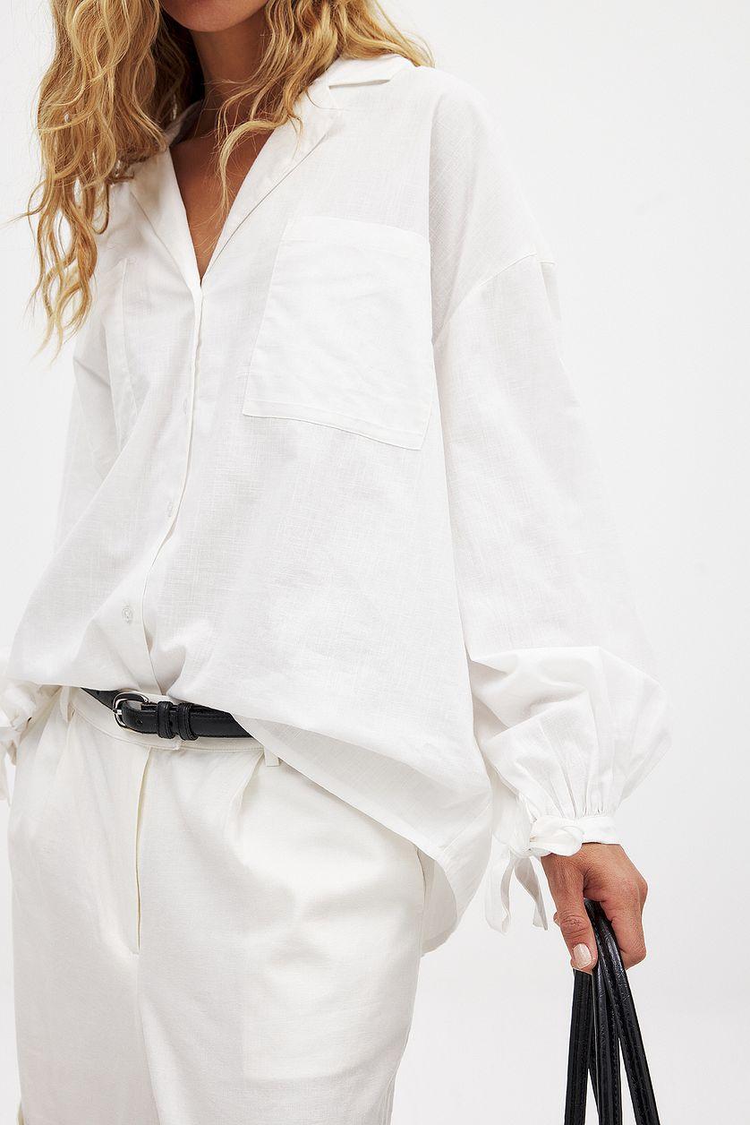 Cotton Front Pocket Tie Sleeve Shirt Product Image