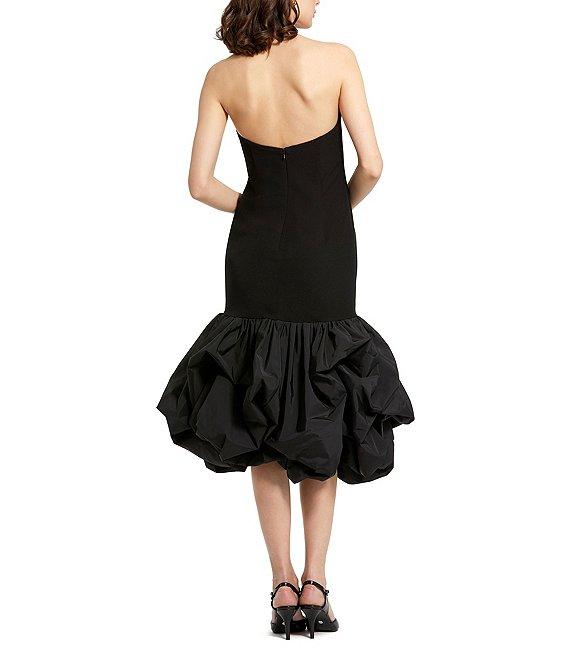 Mac Duggal Crepe Strapless Mermaid Taffeta Bubble Hem Midi Dress Product Image