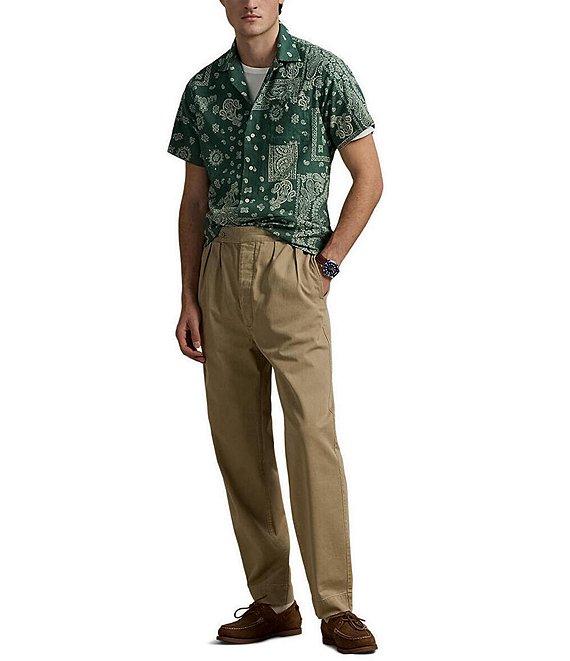 Polo Ralph Lauren Classic Fit Bandanna-Print Short Sleeve Linen Blend Woven Camp Shirt Product Image