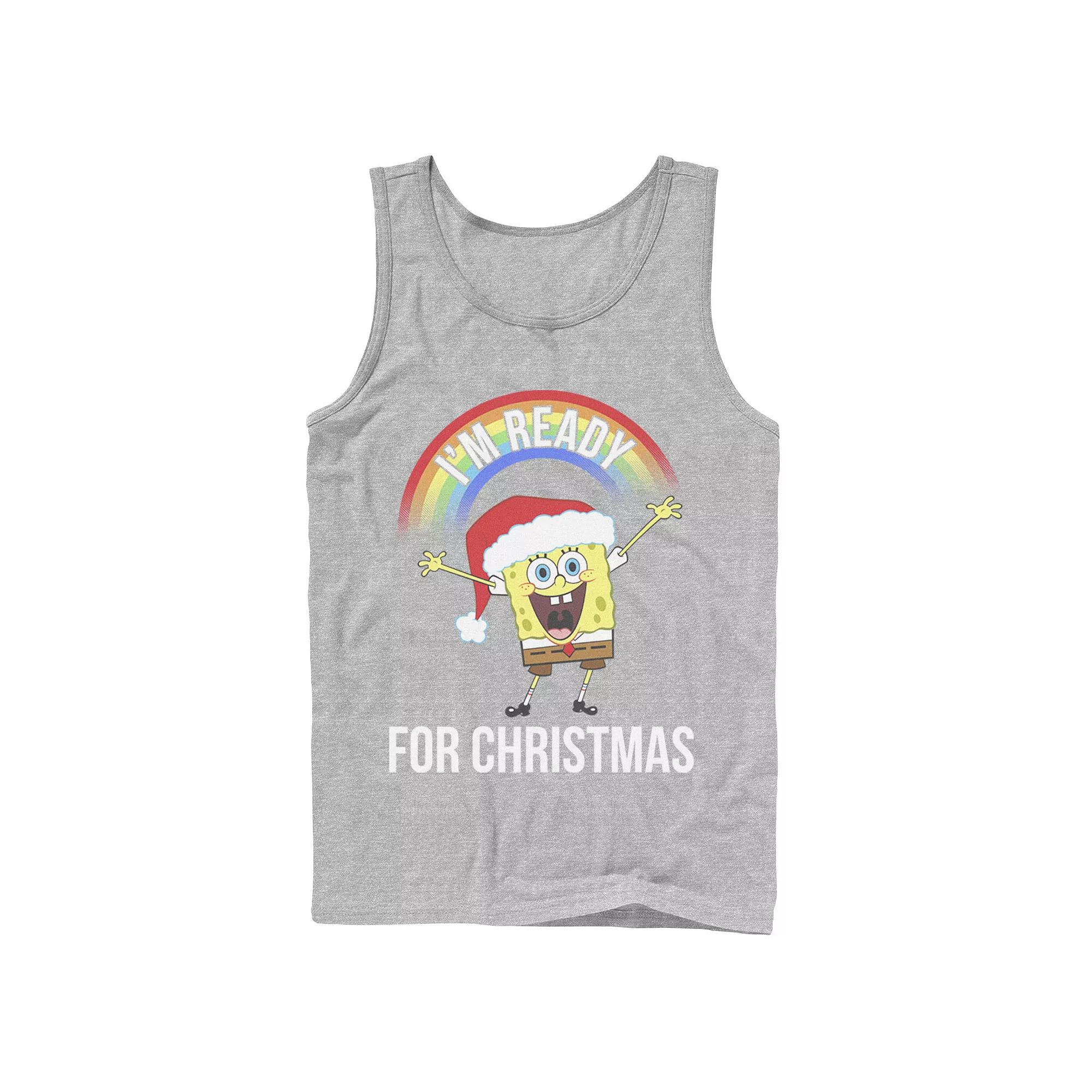 Men's Spongebob I'm Ready For Christmas Rainbow Tank Top,  Product Image