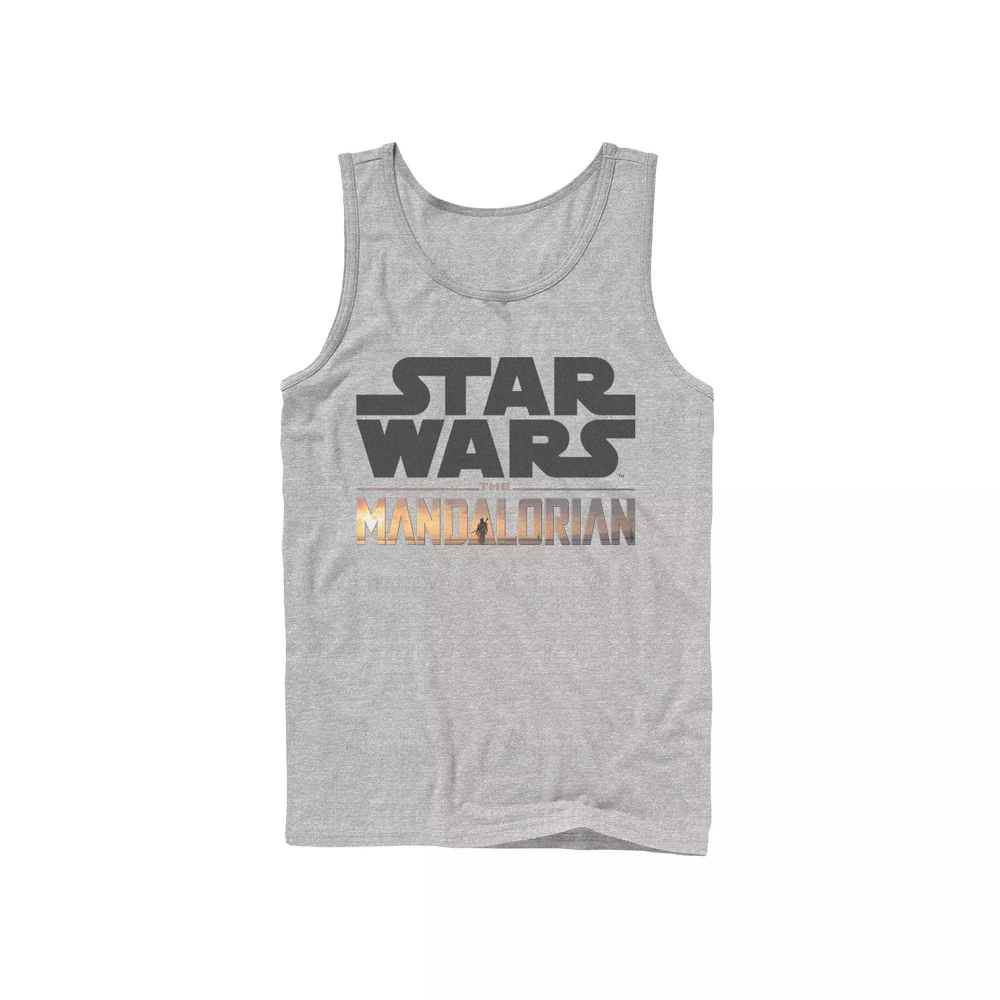 Men's Star Wars The Mandalorian Show Logo Stack Tank Top, Size: Large, Athletic Grey Product Image