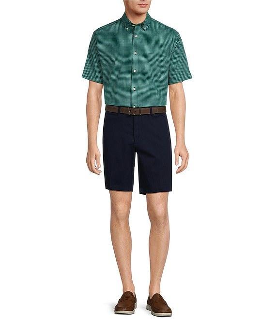 Gold Label Roundtree & Yorke Non-Iron Short Sleeve Micro Plaid Oxford Sport Shirt Product Image