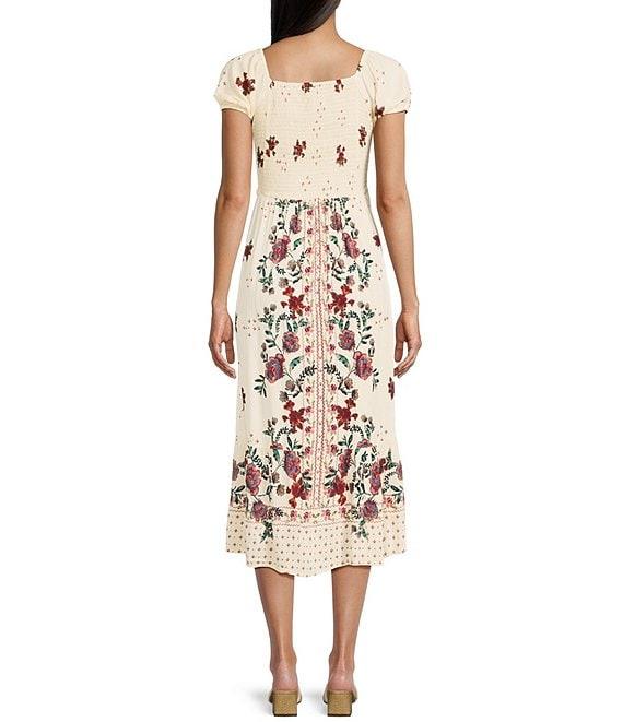 Angie Floral Print Short Sleeve Emma Bodice Tiered Hem Midi Dress Product Image