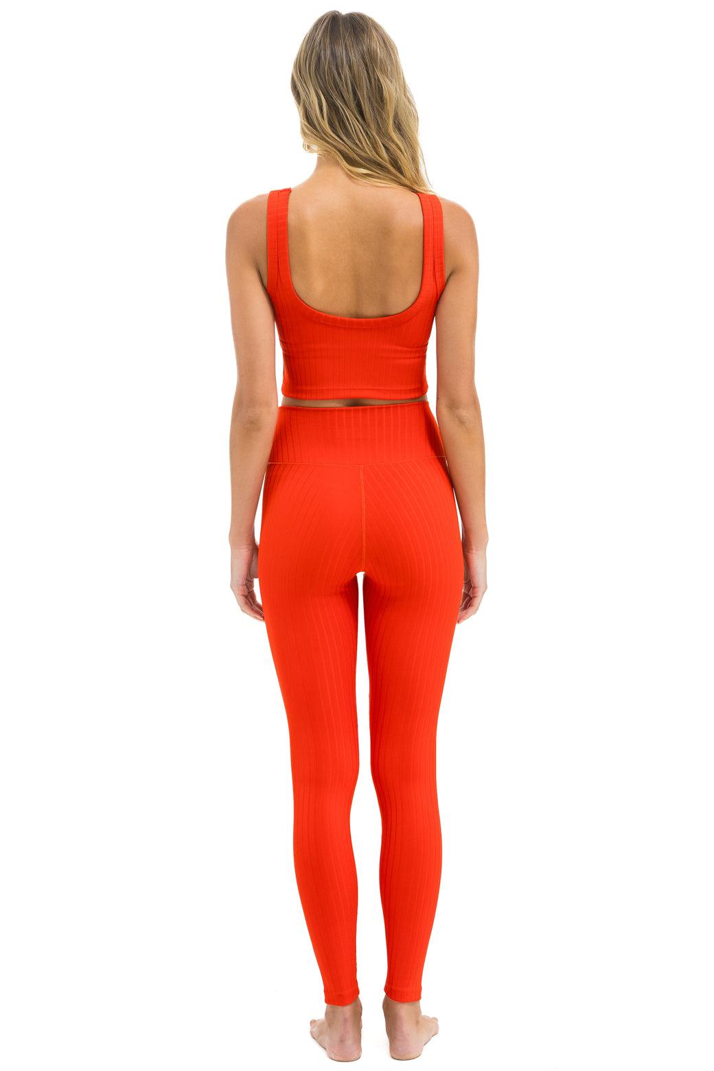 WIDE RIB FULL LENGTH HI-RISE LEGGINGS - BRIGHT RED Female Product Image