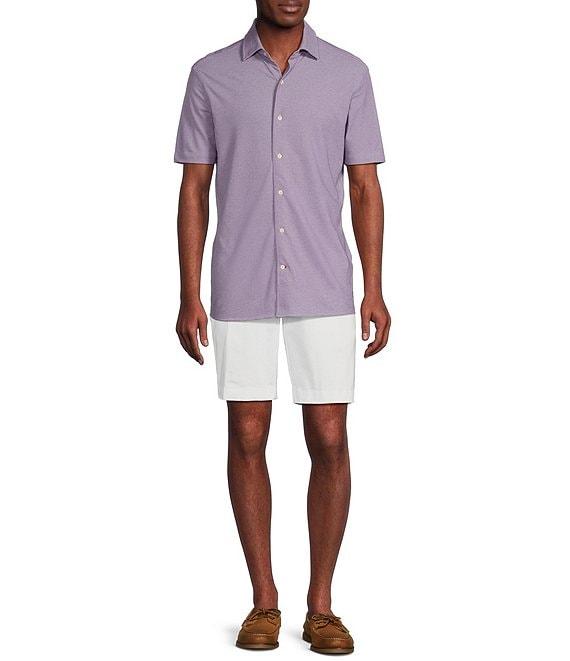 Cremieux Blue Label Solid Knit Oxford Short Sleeve Woven Shirt Product Image