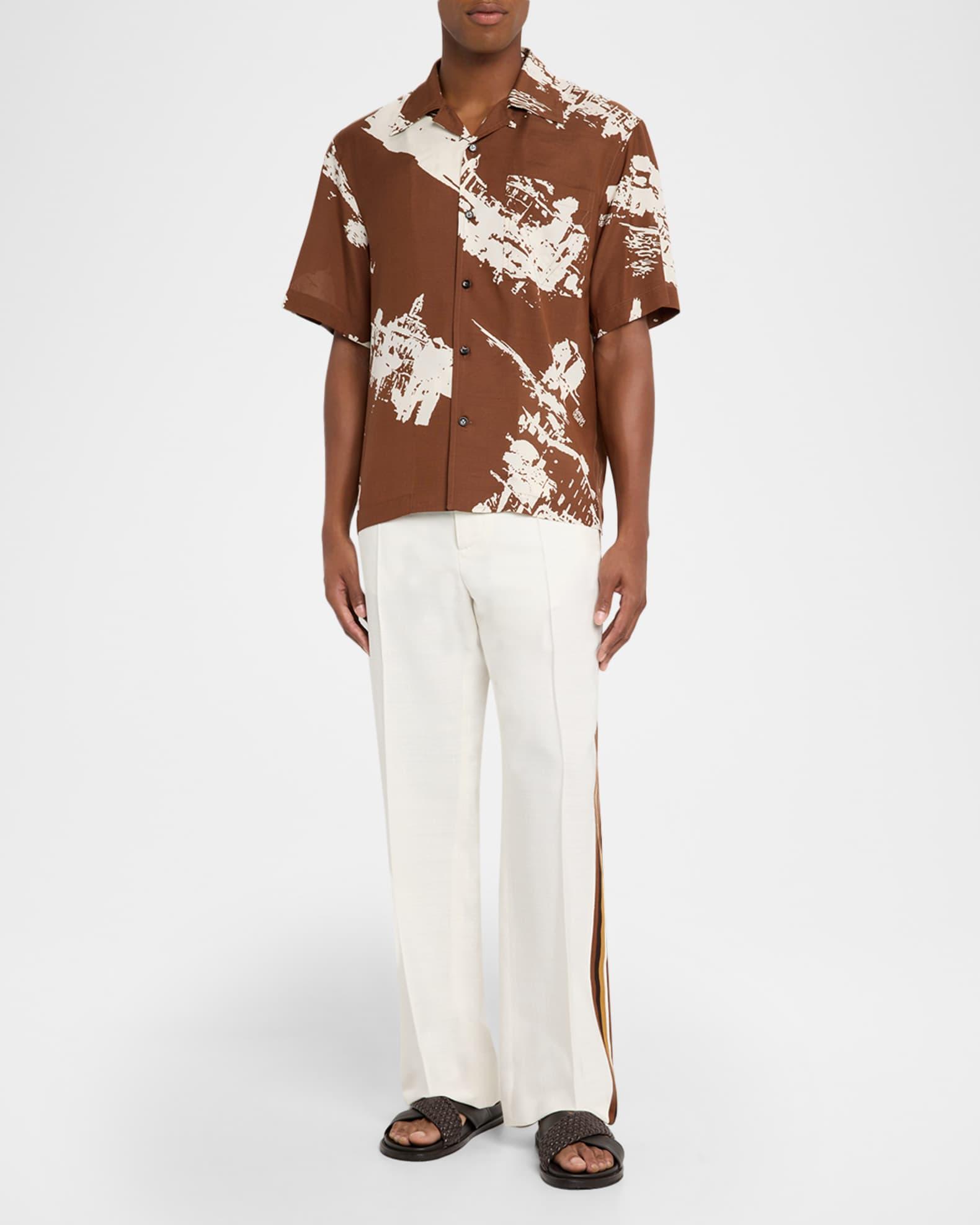 Men's Italian Postcard Silk Short-Sleeve Shirt Product Image