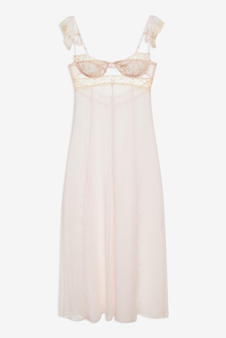 Gilded Lace Maxi Slip Dress — Natural Product Image