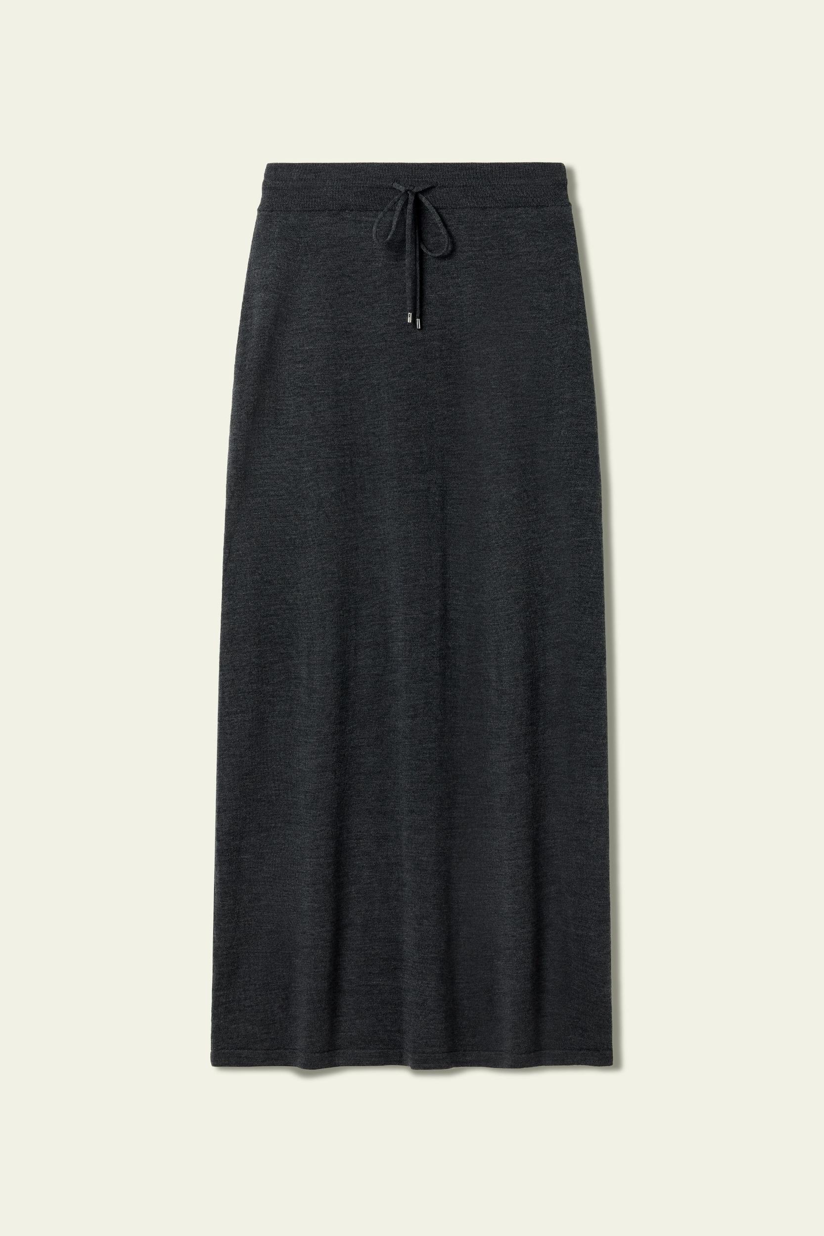Merino Wool Drawstring Maxi Skirt Product Image