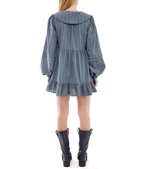 BDG Urban Outfitters Check Printed Collar Long Sleeve Dress Product Image