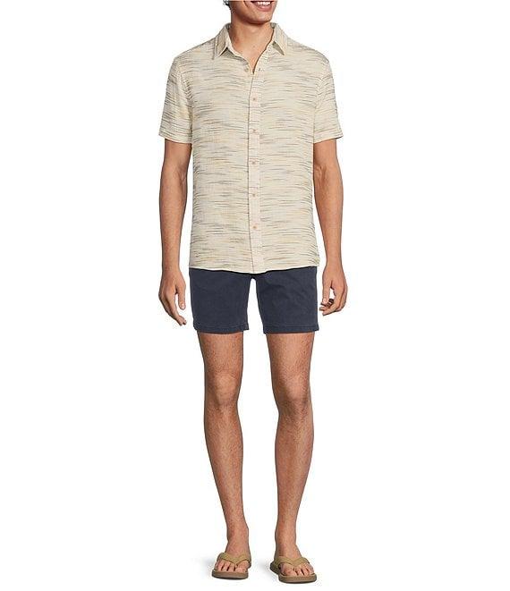 Rowm Big & Tall Outsider's Oasis Short Sleeve Space Dyed Textured Horizontal Striped Shirt Product Image