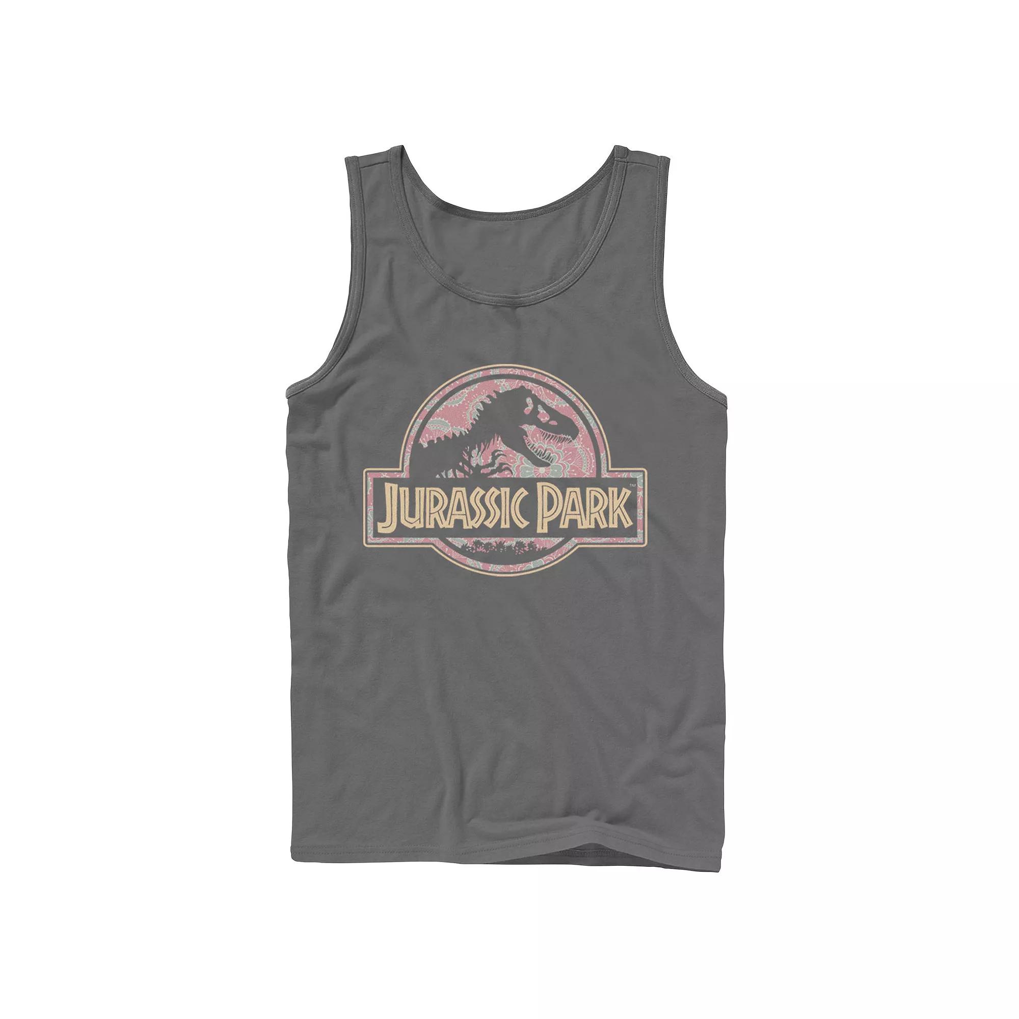 Men's Jurassic Park Floral Mandala Circle Logo Tank Top,  Product Image