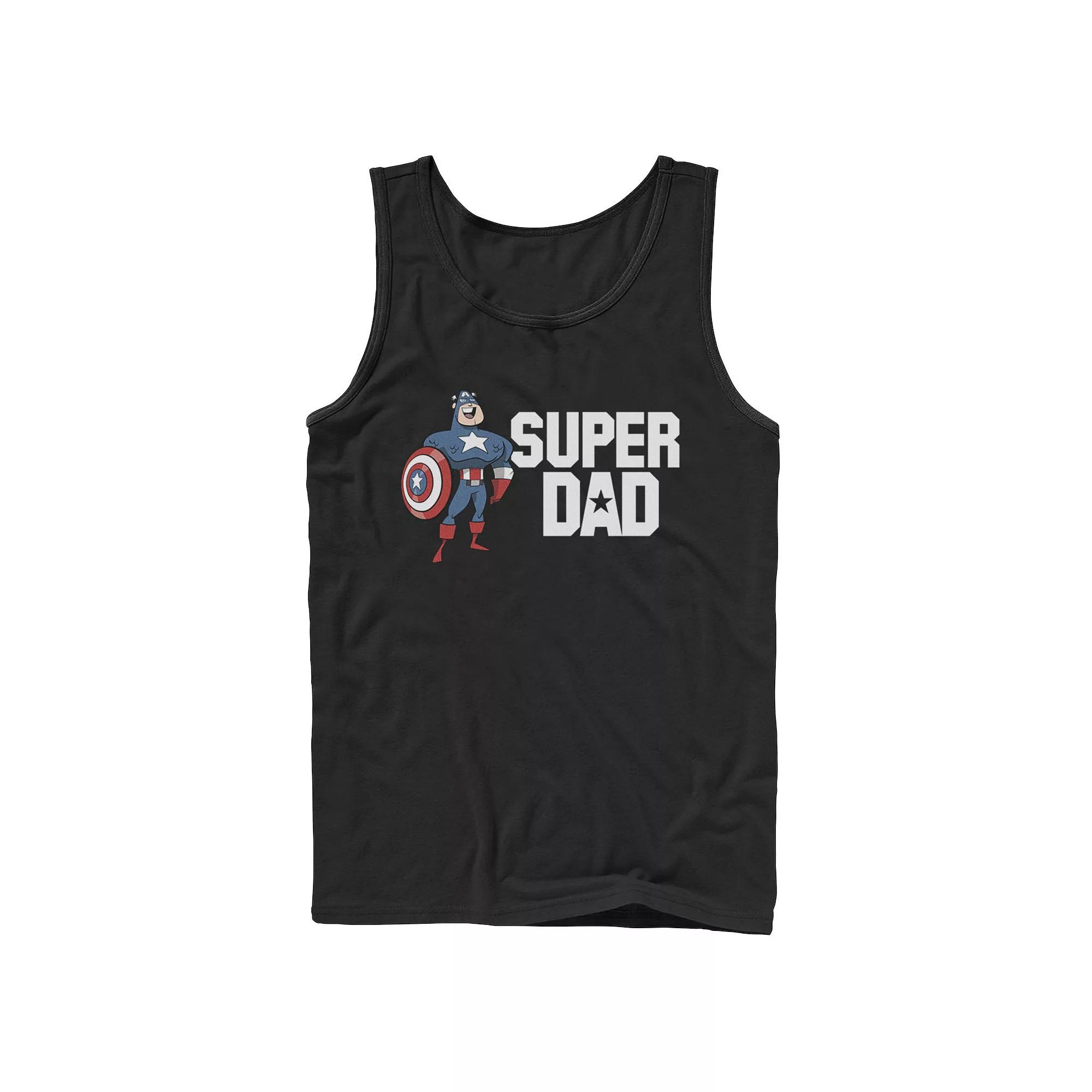 Men's Marvel Father's Day Captain America Super Dad Portrait Tank Top,  Product Image